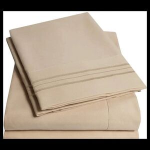 4 PC  Sheet Set QUEEN Microfiber Soft Bedding Hypoallergenic 2100 Thread Taupe